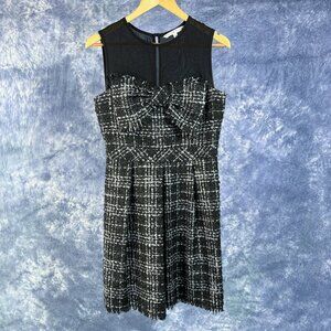 Trina Turk Black Tweed Dress w Bow  Sz 8